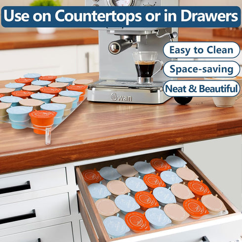 K-Cup Holder Drawer for 24 Coffee Pods Storage, Acrylic K Cup Organize for Drawer or Countertop Storage, Clear K-Cup Organizer Tray for Office & K...