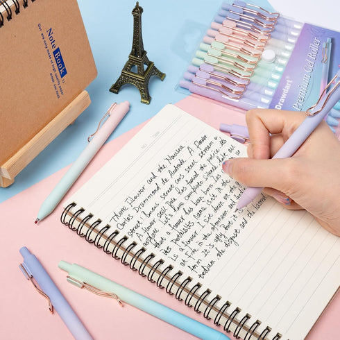 Gel Pens, 12 Pcs Smooth Writing Pens No Bleed & Smear, Black Ink Cute Pens Fine Point (0.5mm), Retractable Aesthetic Journaling Pens School Office...