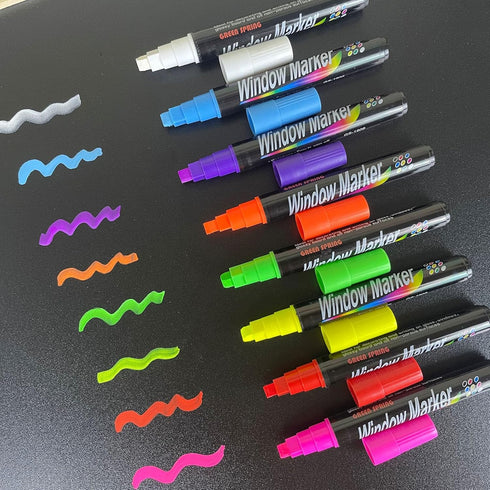 Window Marker 8 Pens,Liquid Chalk Markers,Wide 6mm,3-In-1 nip,washable,Liquid Ink,for Car,Chalkboard,Glass,Chalk Markers, Loved by Teachers, Kids,...