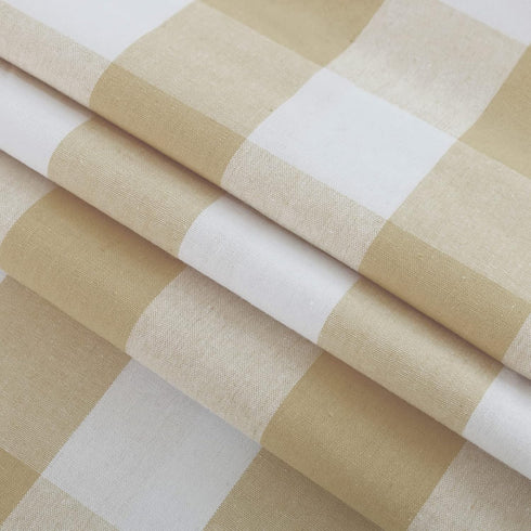 Buffalo Check Curtains 54 inches Long Basement Beige and White Gingham Plaid Kitchen Window Curtain Panels Living Room Checker Drapes Bedroom Grom...