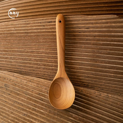 FAAY 12" Big Scoop Spoon, Wide Head, Easy for Cooking and Serving. Handcraft from High Moist Resistance Golden Teak Wood | Durable, Healthy, Ergon...