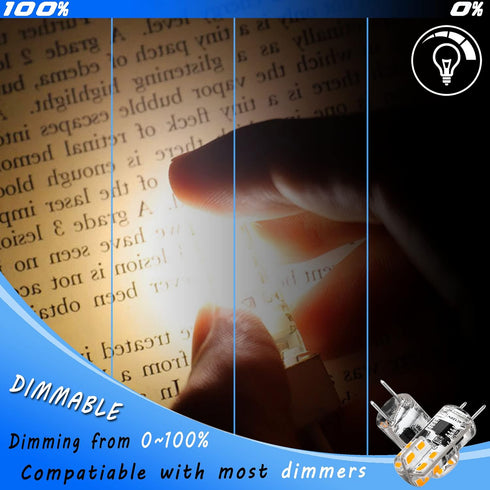 Dimmable G8 LED Light Bulbs 3W Equivalent 20W 25W Halogen 2700K Warm White 300lm AC120V T4 JCD Type Bi-Pin G8 Base for Under Cabinet Counter Puck ...
