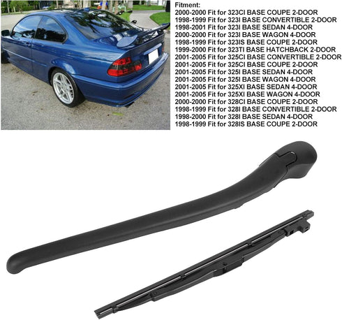 KIMISS Rear Windshield Wiper Blade, Rear Window Windshield Wiper Arm Assembly Stripe 61628220830 Fit for 3 series E46/325i...