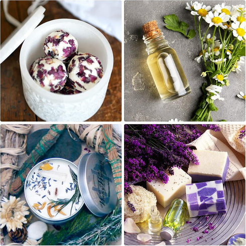 30 Bags Dried Flowers,100% Natural Dried Flowers Herbs Kit for Soap Making, DIY Candle Making,Bath - Include Rose Petals,Lavender,Don't Forget Me,...