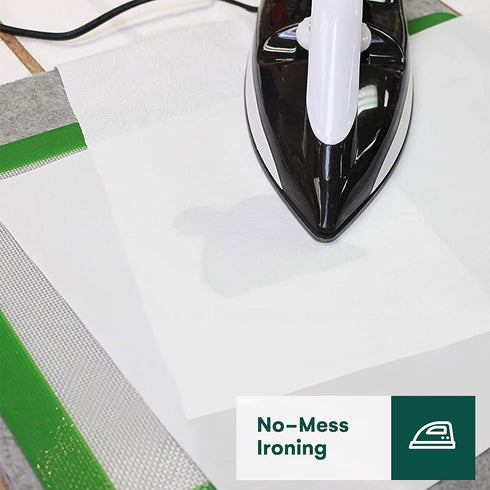 Precision Fusing Mat (12" x 18") Includes No-Slip/Nonstick mat with See-Through Design for Appliqué Creation, and Teflon Coated Pressing Sheet - A...