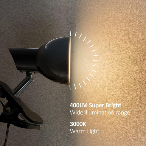 Clamp Light, Super Bright Clip Lamp for Book Reading in Bed Headboard Light, Easy to Attach Illumination Powerful Small Compact Clamp Lamp Black...