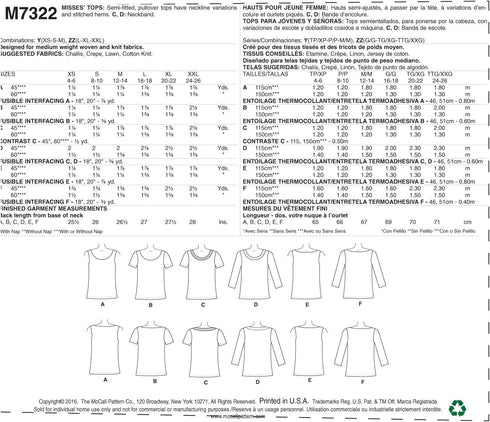 McCall's Patterns M7322 Misses' Pullover Tops, ZZ (Large-X-Large-XX-Large)...