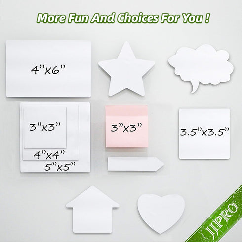 Dry Erase Sticky Notes. Reusable Whiteboard Stickers 3"x3" 12 Pack. Suitable for All Smooth Surface. Great for Labels, Lists, Reminders and Decals...