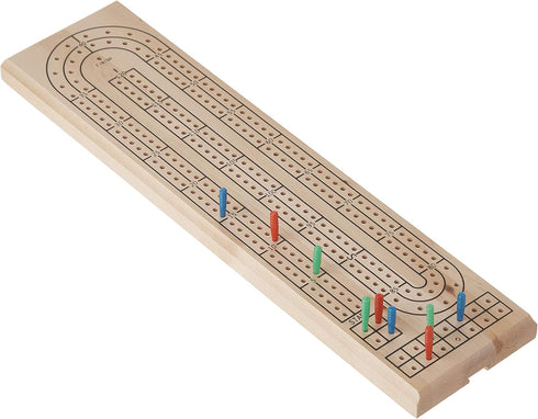 Natural 2-Track Wood Cribbage Board Game...