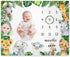 Safari Milestone Blanket, Jungle Animals Baby Growth Chart Monthly Blanket, Watch Me Grow Jungle Wild Baby Nursery for New Moms Baby Shower(50"x40...