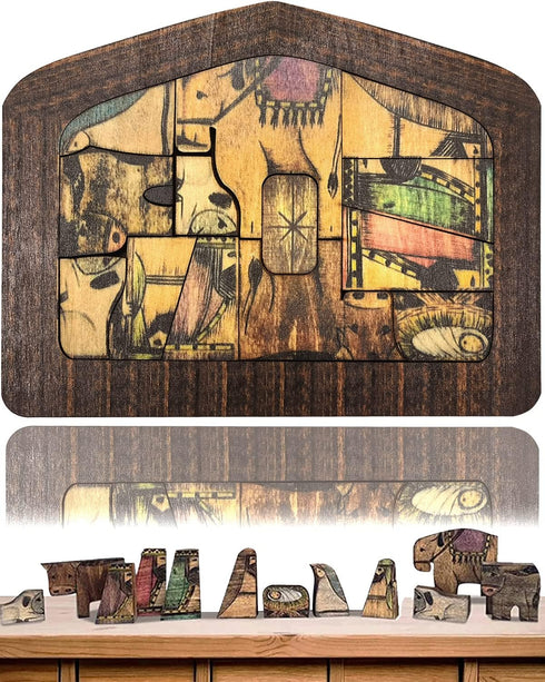 Nativity Puzzle, Wooden Jesus Puzzle Statue, Wood Burned Design, Nativity Set, Home Educational Wooden Puzzles Birthday Gifts, Sculpture Decor for...