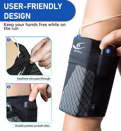 HiRui Universal Sports Armband Cell Phone Armband Sleeves Running Armband for Exercise Workout, Compatible with iPhone 16/16Plus/Pro/15/15Plus/14/...