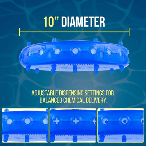 U.S. Pool Supply Pool & Spa Floating Chlorine & Bromine 3" Tablet View Circle Chemical Dispenser 10" Diameter - Floats Upright when Full and Flat ...