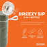 O2COOL Breezy Sip Water Bottle With Removeable Handheld Battery Powered Fan (Olive)...