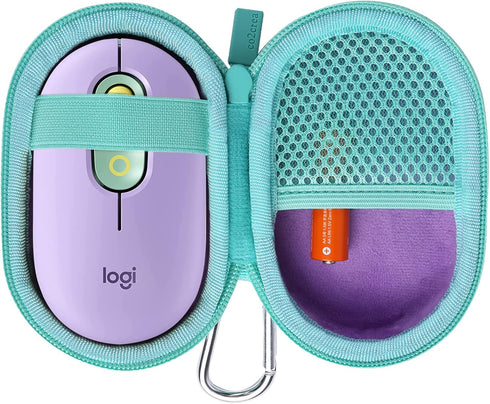 co2CREA Hard Case Replacement for Logitech POP Wireless Mouse, Purple Case + Daydream Mint Zipper...