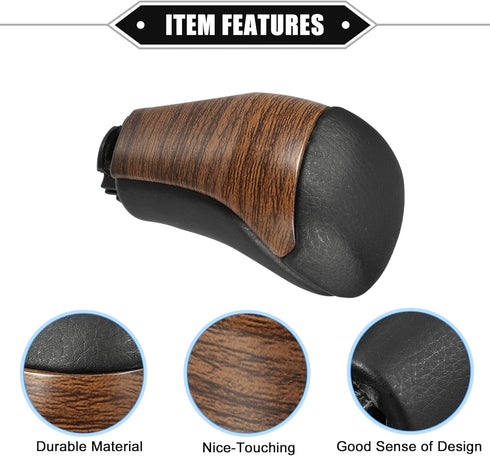 Automatic Gear Shift Knob Compatible for Toyota Highlander 2014-2019, Durable Faux Leather Plastic Black Yellow Undrilled Mahogany Pattern...