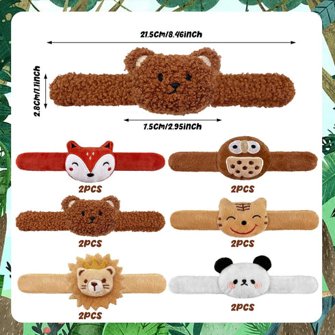 12 PCS Stuffed Animal Slap Bracelets Plush Animal Snap Bracelets Cute Wrist Slap Band Toy Wrist Animals Wrist Pets Slap Bracelet Wrist Toy for Boy...