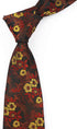 Elfeves Mens Dark Brown Suit Tie Orange Red Petal Woven Silk Paisley Party Necktie Gift...
