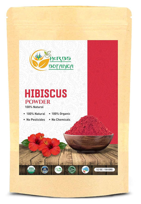 Herbs Botanica Organic Hibiscus Flowers Powder HIBISCUS SABDARIFFA Pure Naturally Processed for Hair and Skin Non GMO Gluten Free Rich in Viatmin ...