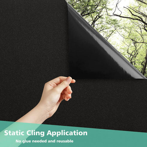 Volcanics Blackout Window Film Privacy Frosted Sun Blocking Black Window Cover Room Darkening Window Tint for Home Static Cling 100% Light Blockin...