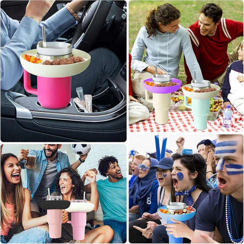Snack Bowl for Stanley 40 oz Tumbler with Handle, Silicone Reusable Snack Ring Snack Tray Fits for Stanley Cup 1.0/2.0, Suitable for Cinema, at Ho...