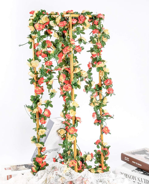 Miracliy 9Pcs 74FT Flower Garland Artificial Rose Arch Vines Fake Spring Floral Garland for Flower Wall Backdrop Wedding Mothers Day Garden Tea Pa...