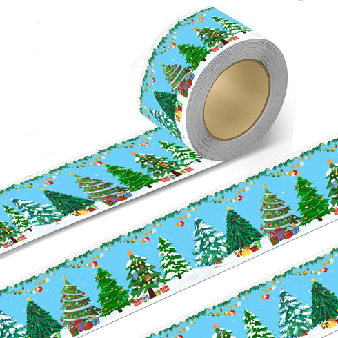 Winter Bulletin Board Decoration Holiday Christmas Tree Trim Border 36 ft Pine Trees Woodland Bulletin Board Borders - Xmas Cutouts Bulletin Board...
