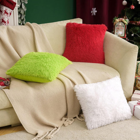MIULEE Pack of 2 Luxury Faux Fur Throw Pillow Cover Deluxe Winter Decorative Plush Pillow Case Cushion Cover Shell for Sofa Bedroom Car Spring 18x...