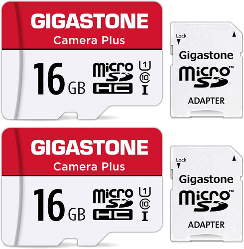 Gigastone 16GB Memory Card Pack of 2 Cards, Camera Plus Series, Speed Up to 85MB/s. Ideal for Full HD Video Gopro Camera Drone, U1 C10 Micro SDHC ...