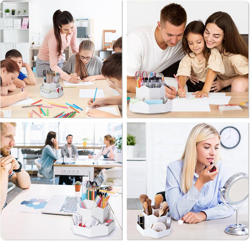 Pencil Pen Holder for Desk, 9 Slots 360 Degree Rotating Desk Organizer, Desktop Storage Pen Organizers Stationery Supplies, Cute Pencil Cup Pot fo...