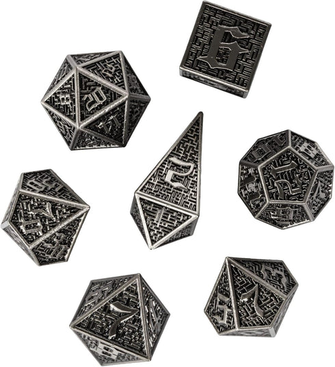 UDIXI Metal DND Dice 7PCS Polyhedral Dice Set D&D Metal MTG Dice Ancient Silver for RPG Dungeons and Dragons Role Playing Games...