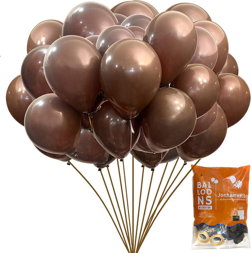 Jonhamwelbor Brown Balloons 12 inch 100 Pack Dark Brown Chocolate Brown Matte Latex Helium Balloons for Birthday Wedding Baby Shower Neutral Party...