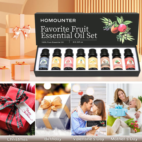 Fruit Essential Oil for Diffusers Natural Fruity Fragrance Oil for Candle & Soap Making - Grape, Citrus and More Diffuser Oils Scents for Home, Su...