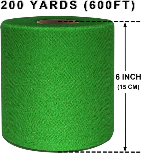 Tulle Fabric Rolls 6 Inch by 200 Yards (600 FT) Ribbon Netting Spool for Tutu Skirt Wedding Baby Shower Birthday Party Decoration Gift Wrapping DI...