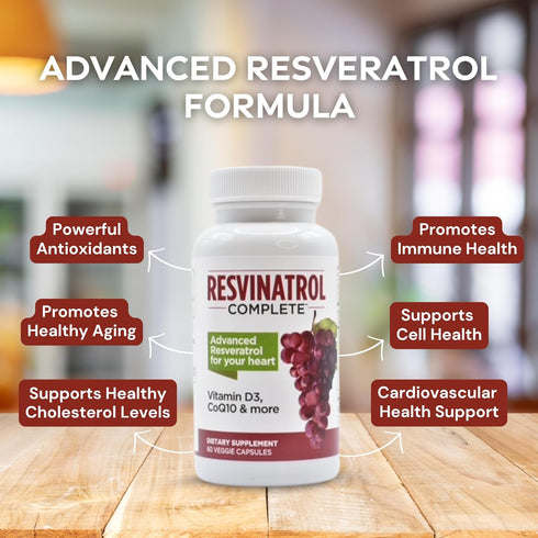 Capsules, 60 Count- Resveratrol Supplement Supports Healthy Aging, Heart Health, and Immune Function with Quercetin, Grape Seed Extract, Vitamin D...