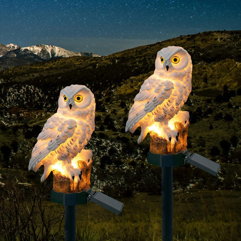 DOUBLE 2 C Solar Garden Light Outdoor, Owl Solar Garden Stake Light, Waterproof Warm White LED Light for Garden, Patio, Yard, Lawn, Walkway Decora...