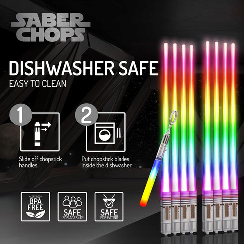 LIGHTSABER CHOPSTICKS LIGHT UP STAR WARS CHOPSTICK LED Glowing Light Saber Chop Sticks REUSABLE Sushi Sabers Cool Fun Geeky STARWARS Chop Stick Se...