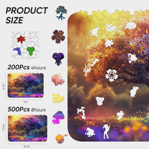 Wooden Puzzles for Adults,Tree of Life Wooden jigsaw puzzles 200pcs,8.3x12in,Medium,Unique Shape adult Puzzles,Irregular Wood Puzzles Creative Gif...