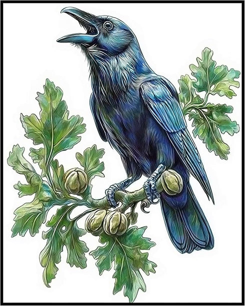 Posterizer 1 pcs-detailed natural history illustration of a raven-Corvus corax 2-Art for Animal Lovers-Gift for Men Women Teens-Chic Home Decor- u...