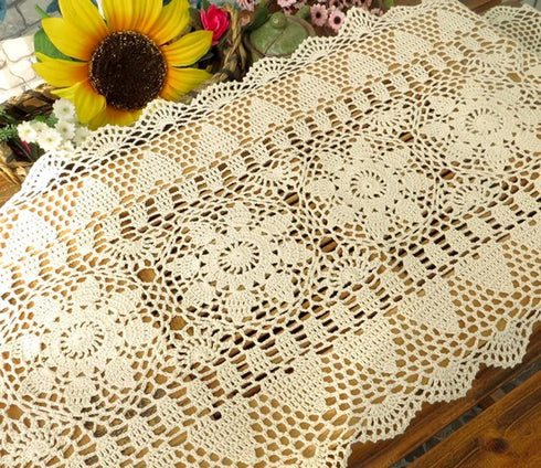 Laivigo Handmade Crochet Lace Table Cloth Doilies Doily,Rectangle,16 x 35 Inch,Beige...