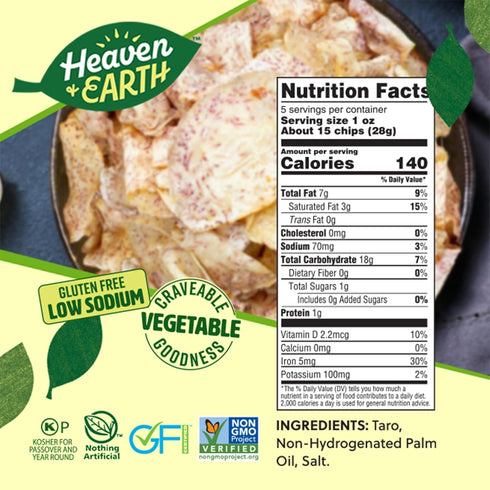 Heaven & Earth Taro Chips, 5oz (2 Pack)...