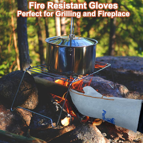 Welding Gloves 16 Inches, 932? Heat Fire Resistant Leather Welding Gloves for Tig/Mig/Stick, Mitts for BBQ/Oven/Grill/Fireplace/Furnace/Stove/Anim...