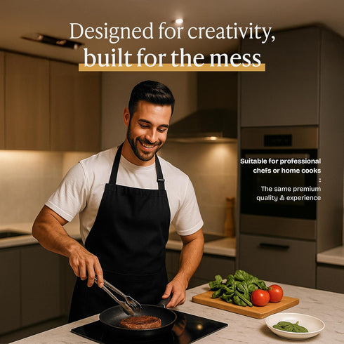 Will Well Chef Apron for Men and Women - 33" x 27" Large with 38" Waist Ties for a Comfy and Snug Fit, Durable and Lightweight, with 2 Spacious Po...