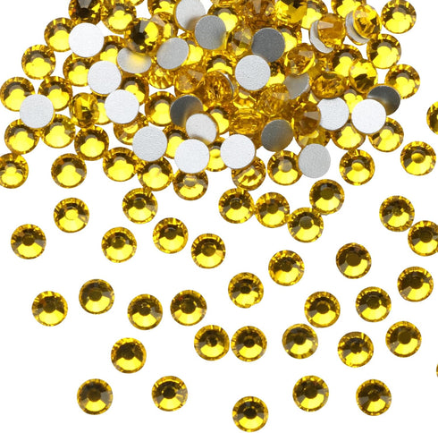 Glue Fix Crystal Flatback Rhinestones Glass Diamantes Gems for Crafting Nail Art Crafts Decorations Clothes Shoes 3.2mm (ss12 1440pcs, Citrine)...