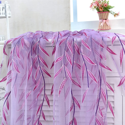 ICYANG Lavender Curtains Lilac Leaf Purple Vine Willow Tulle Room 78.6 x 39.3 Inch Sheer Drape Panel Valances for Living Room Bedroom Balcony Door...