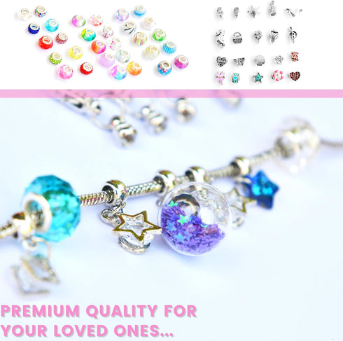 Modda Charm Bracelet Making Kit with Cute Bag, Assorted Beads, Charms, Necklace, Jewelry Making Kit for Girls, Crafts for Kids, Girls, Gift for gi...