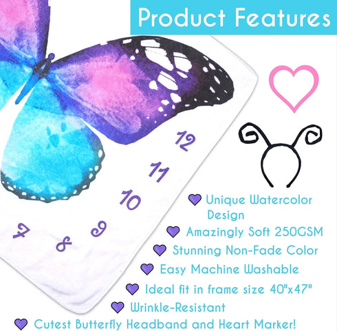Evovee Baby Monthly Milestone Blanket Girl Boy Unisex Gender Neurtal Month Age Photo Photography Backdrop Newborn Props Nursery Decor Fleece Marke...