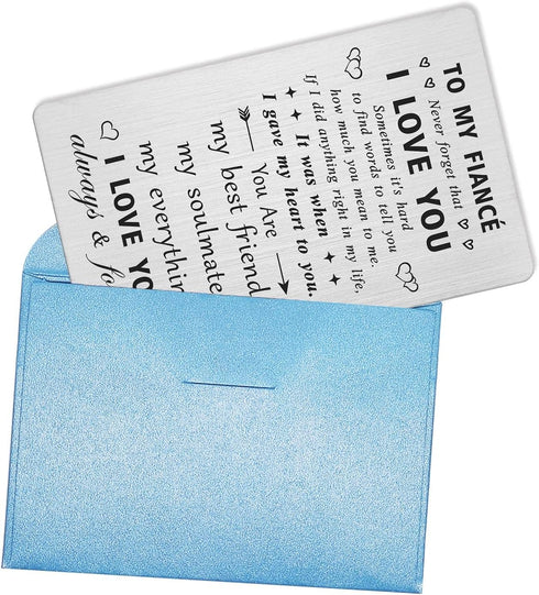 to My Fiancé Gifts - I Love You Future Husband Gifts for Birthday Wedding Anniversary Engraved Wallet Card Gifts...