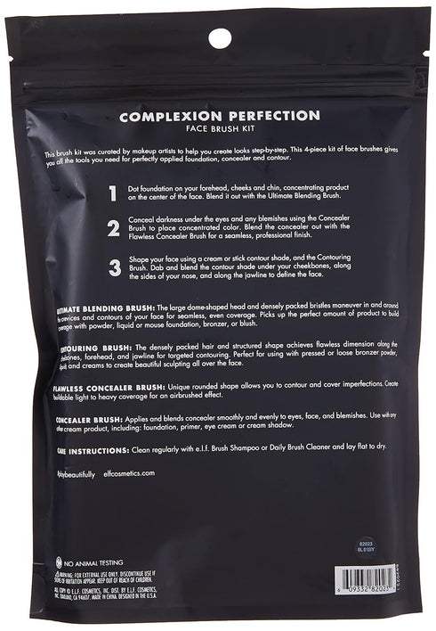 e.l.f. Complexion Perfection Brush Kit 4Piece Set, Synthetic...