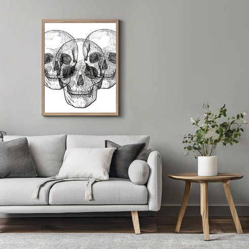Posterizer 1 pcs-Goth Skull and Raven Dictionary Art-Retro Art-Art for Animal Lovers-Gift for Steampunk or Goth Fans-Living Room Bedroom Decor- un...